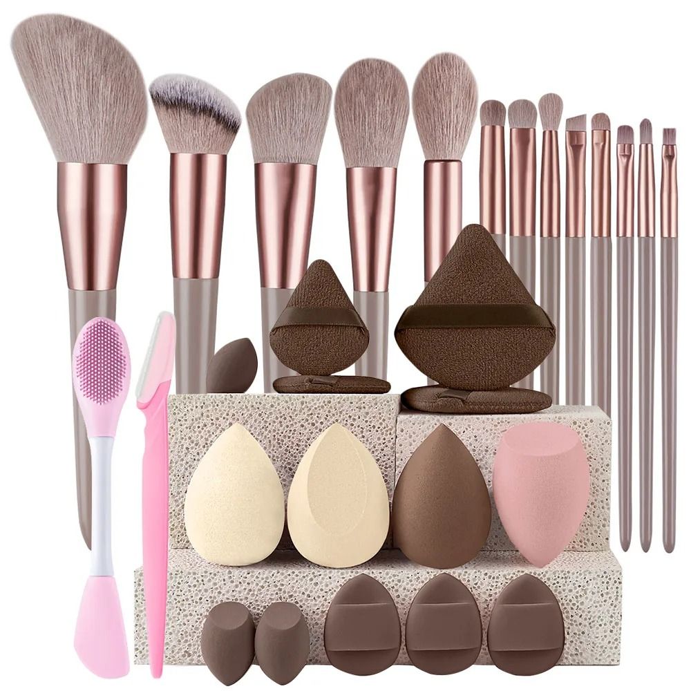 Professional Makeup Brush Set For Women 27pcs Pink