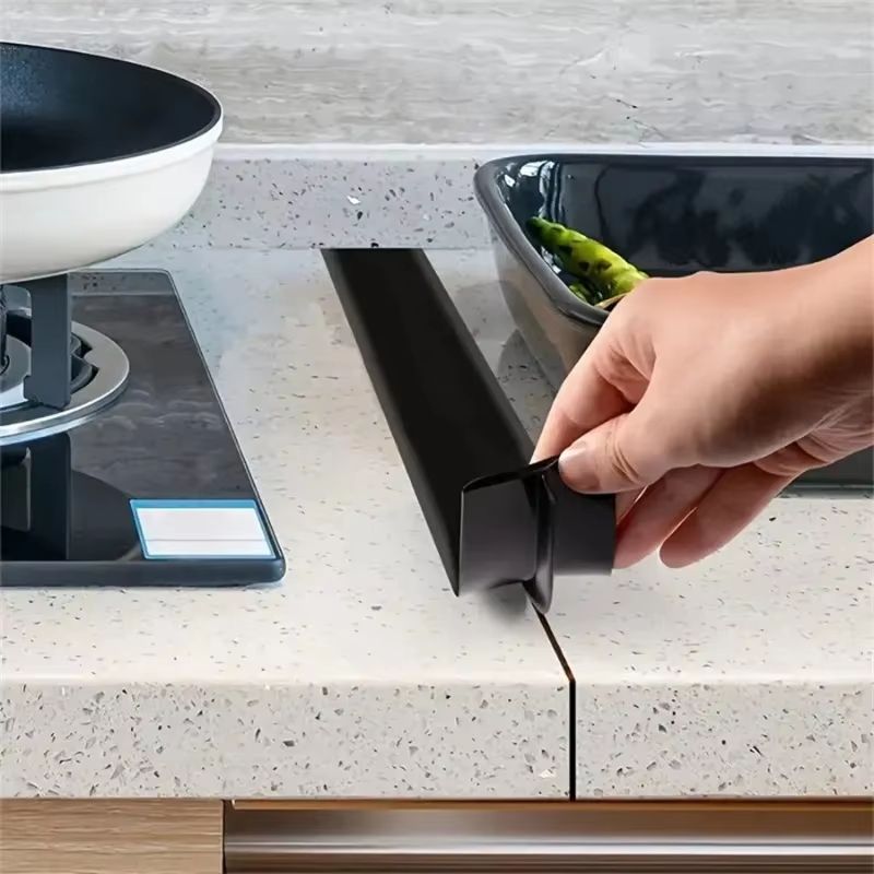 Silicone Stove Top Gap Cover Anti Oil And Anti Stain Kitchen Sealing Strip For Gas Stoves black 20.87in