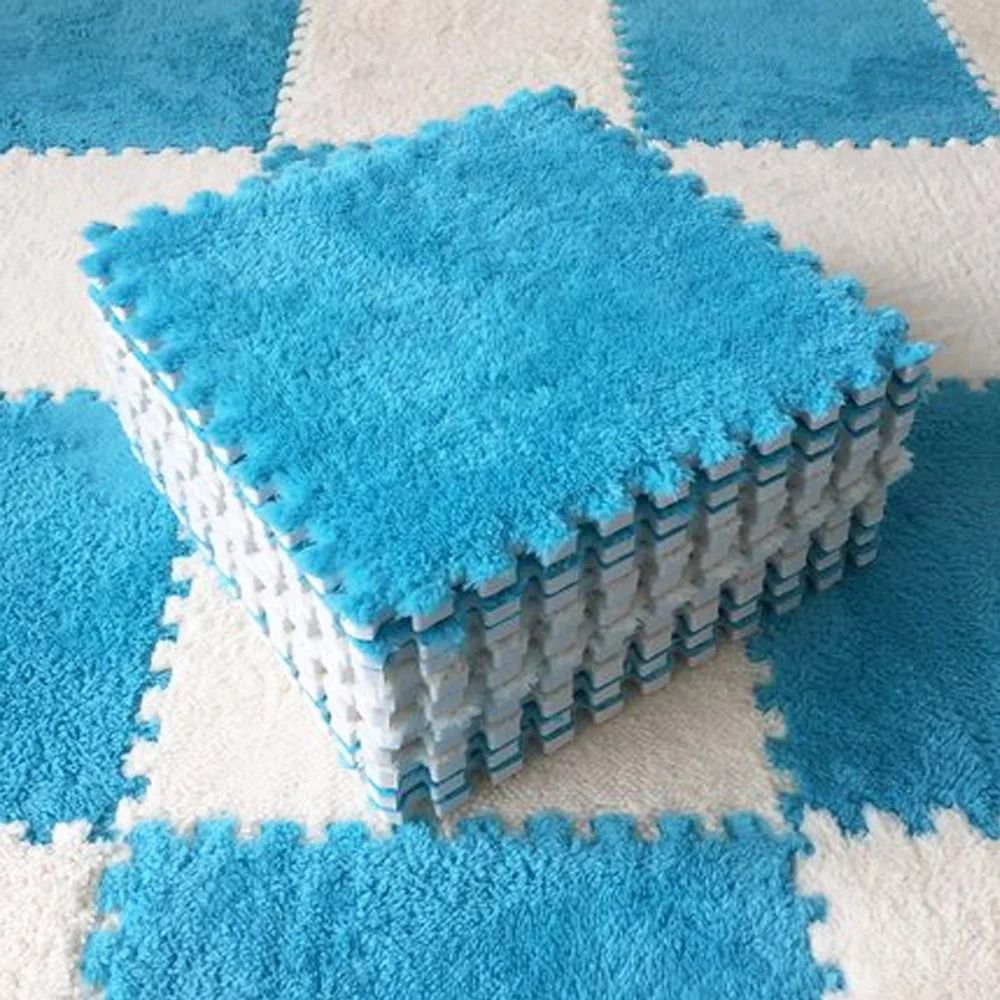Soft Plush Baby Play Mat With EVA Foam Puzzle Tiles For Kids h 20pcs