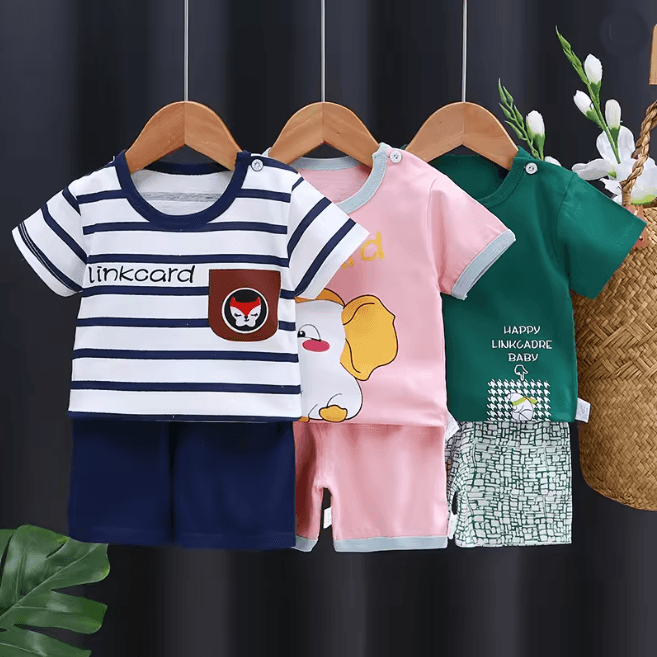 Kids Summer Cotton Clothing Set Cartoon T Shirt And Shorts Outfit 10 12m 18m
