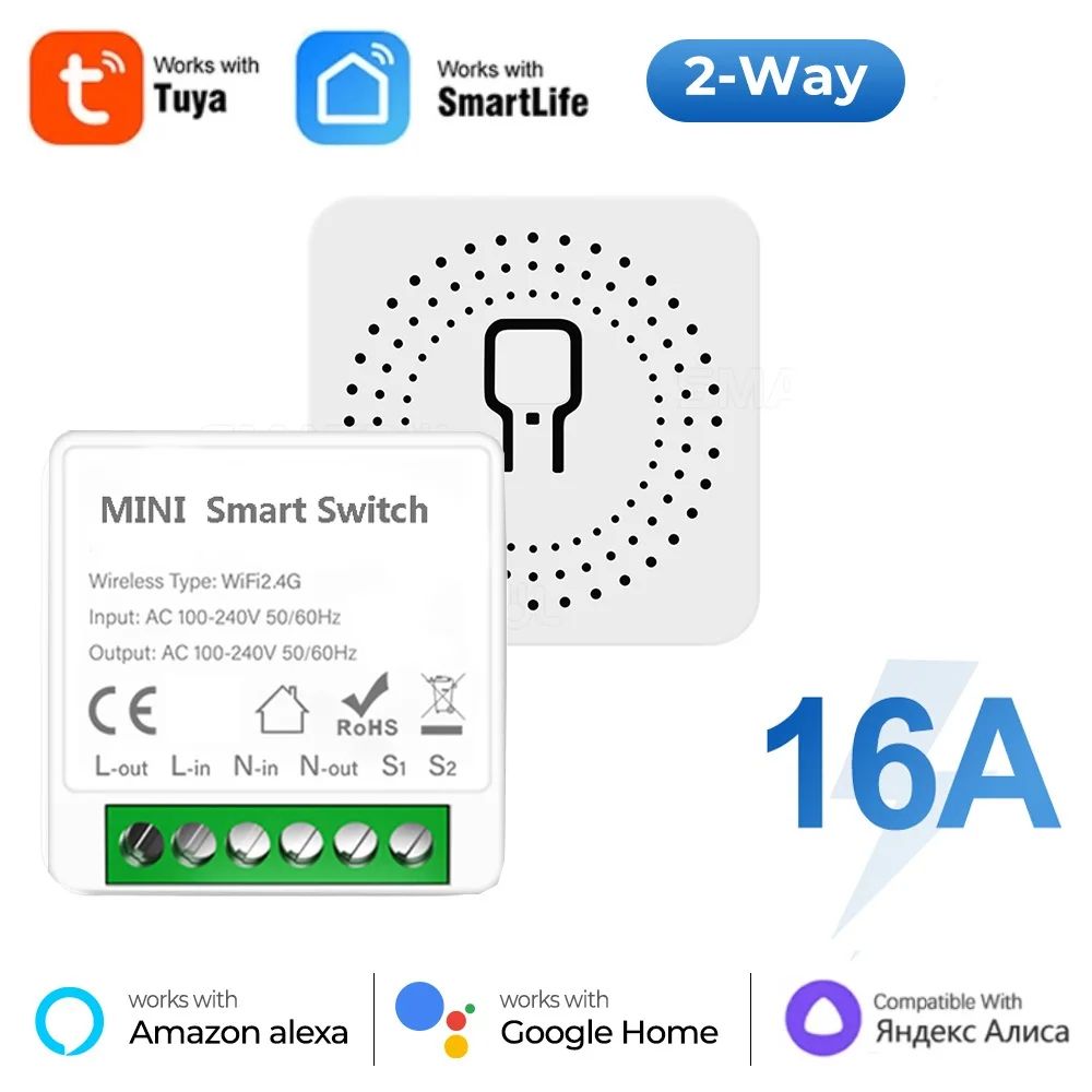 Tuya Mini 16A Smart WiFi Switch For Alexa And Google Home Control Tuya Mini 16A Smart WiFi Switch For Alexa And Google Home Control
