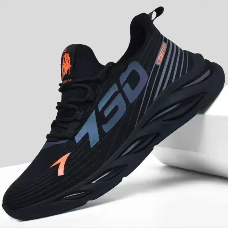 Trendy Brand Summer Mesh Running Shoes For Men, Lightweight Breathable Sports Sneakers, Casual Fashion Footwear 41 orange