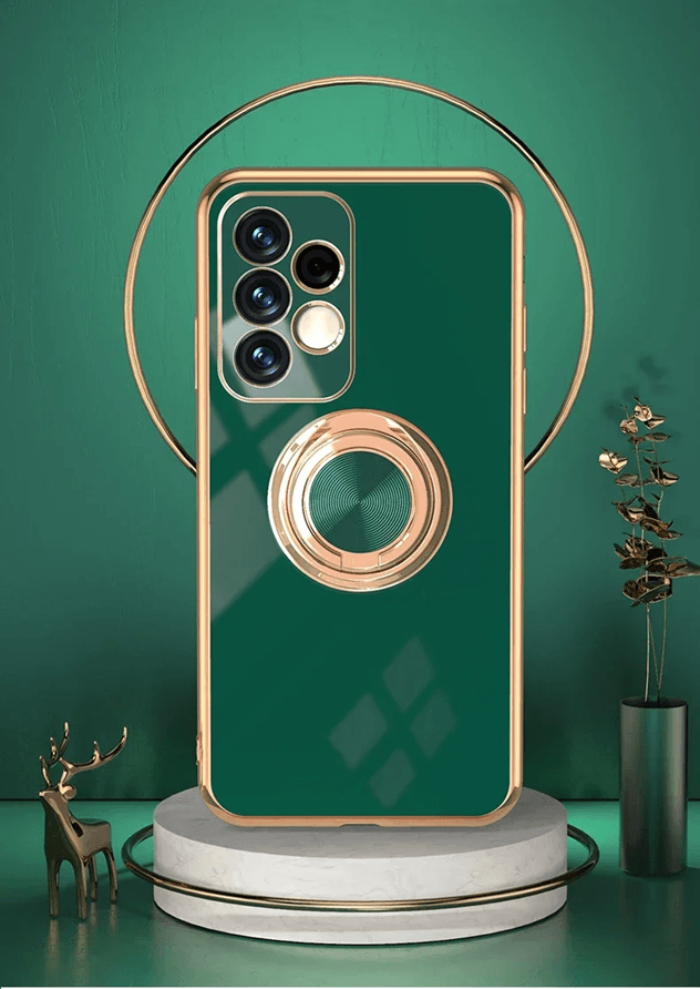 Plated Ring Holder Phone Case For Samsung Galaxy Secure Grip Kickstand Cover for Samsung A53 mint Green