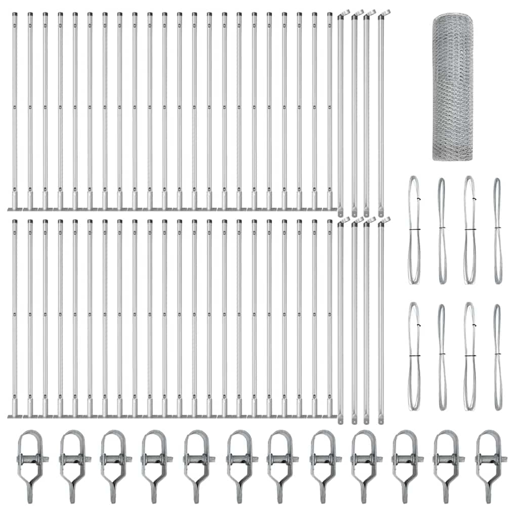vidaXL Zaunpfosten Silber 100 x 0,4 m (13 mm Maschenweite) Stahl Image