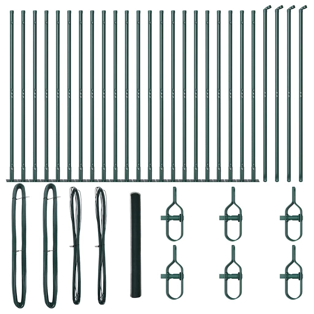 vidaXL Zaunpfosten Grün 50 x 1,5 m (25 mm Maschenweite) Stahl und PVC Image