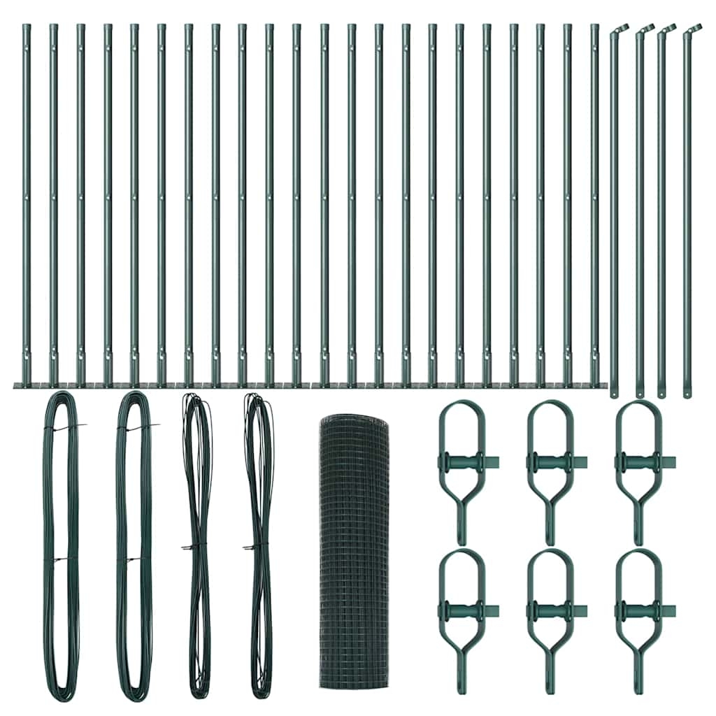 vidaXL Zaunpfosten Grün 50 x 0,8 m (16 x 16 mm Maschen) Stahl und PVC Image