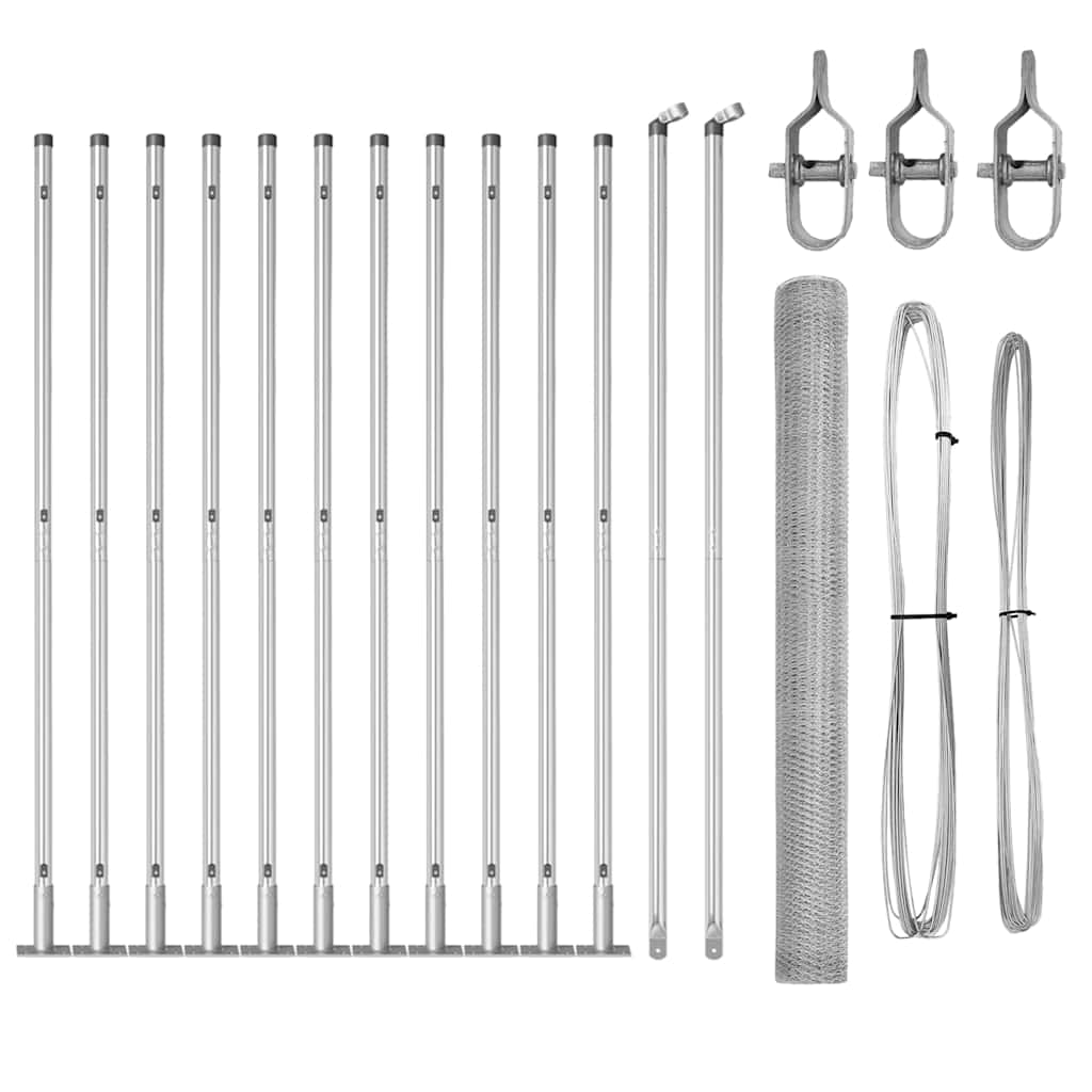vidaXL Zaunpfosten Silber 25 x 1,5 m (13 mm Maschenweite) Stahl Image