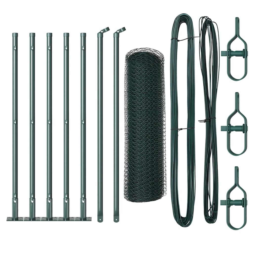 vidaXL Zaunpfosten Grün 10 x 0,5 m (13 mm Netz) Stahl und PVC Image