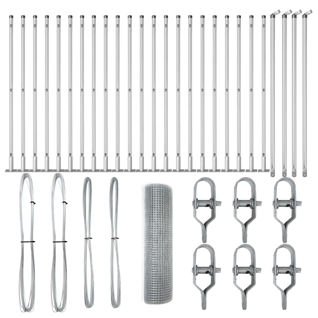 vidaXL Zaunpfosten Silber 50 x 0,6 m (16 x 16 mm Maschen) Stahl Image