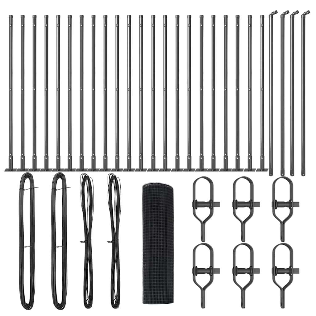 vidaXL Zaunpfosten Grau 50 x 0,4 m (12 x 12 mm Maschen) Stahl und PVC Image