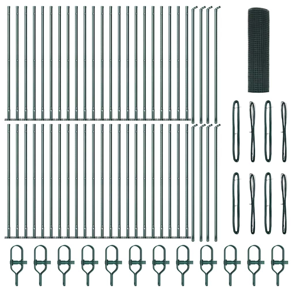 vidaXL Zaunpfosten Grün 100 x 1 m (16 x 16 mm Maschen) Stahl und PVC Image