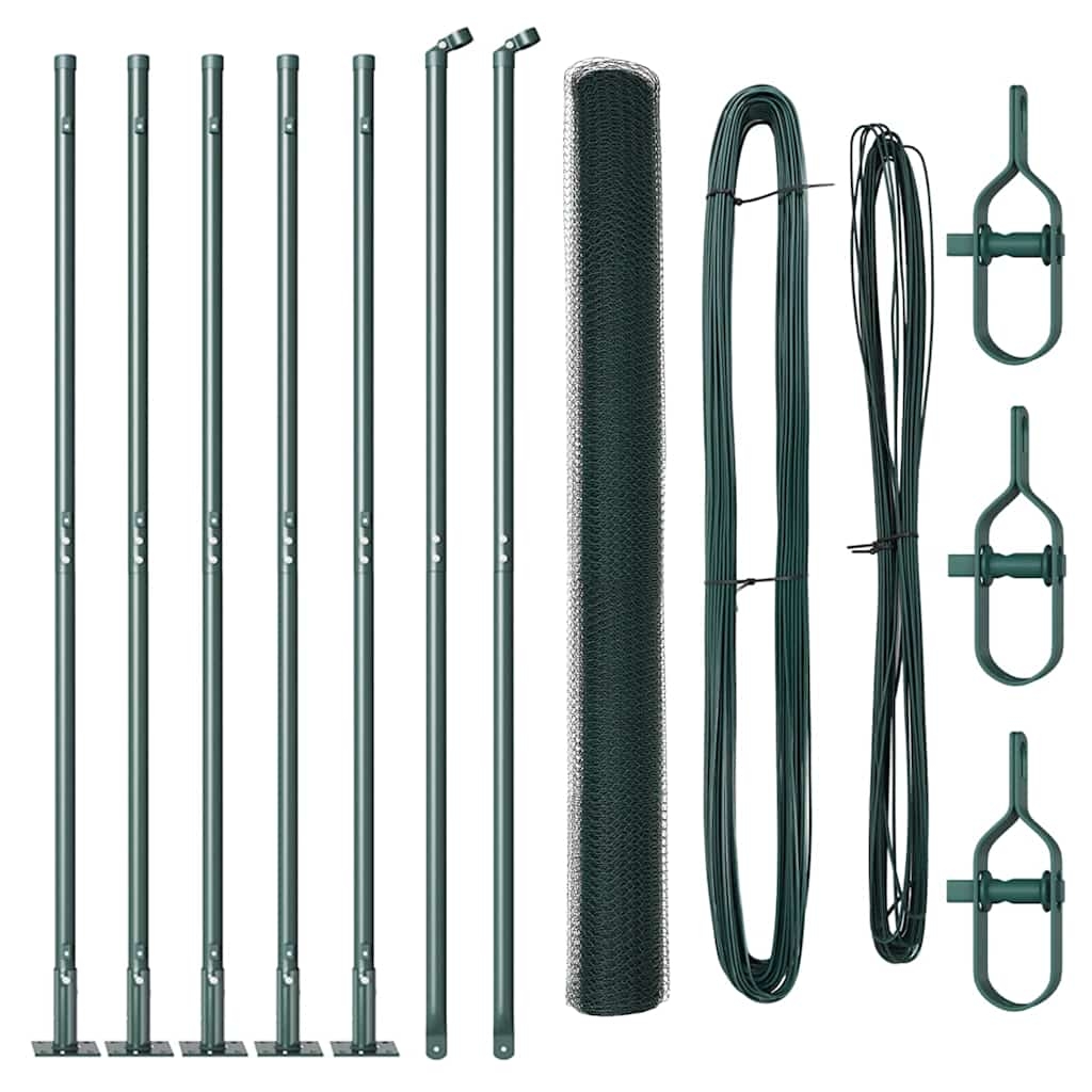 vidaXL Zaunpfosten Grün 10 x 1,5 m (25 mm Maschen) Stahl und PVC Image