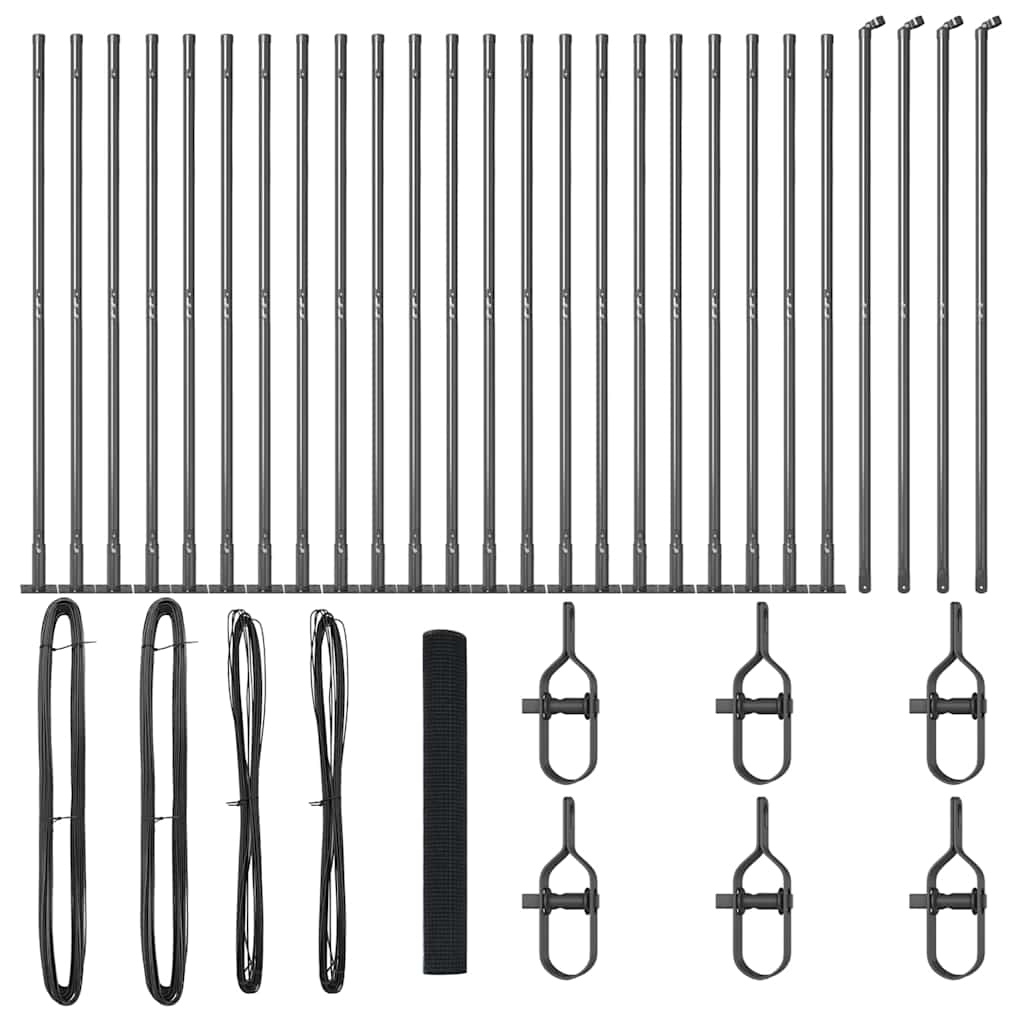 vidaXL Zaunpfosten Grau 50 x 1,2 m (25 x 25 mm Gitter) Stahl und PVC Image