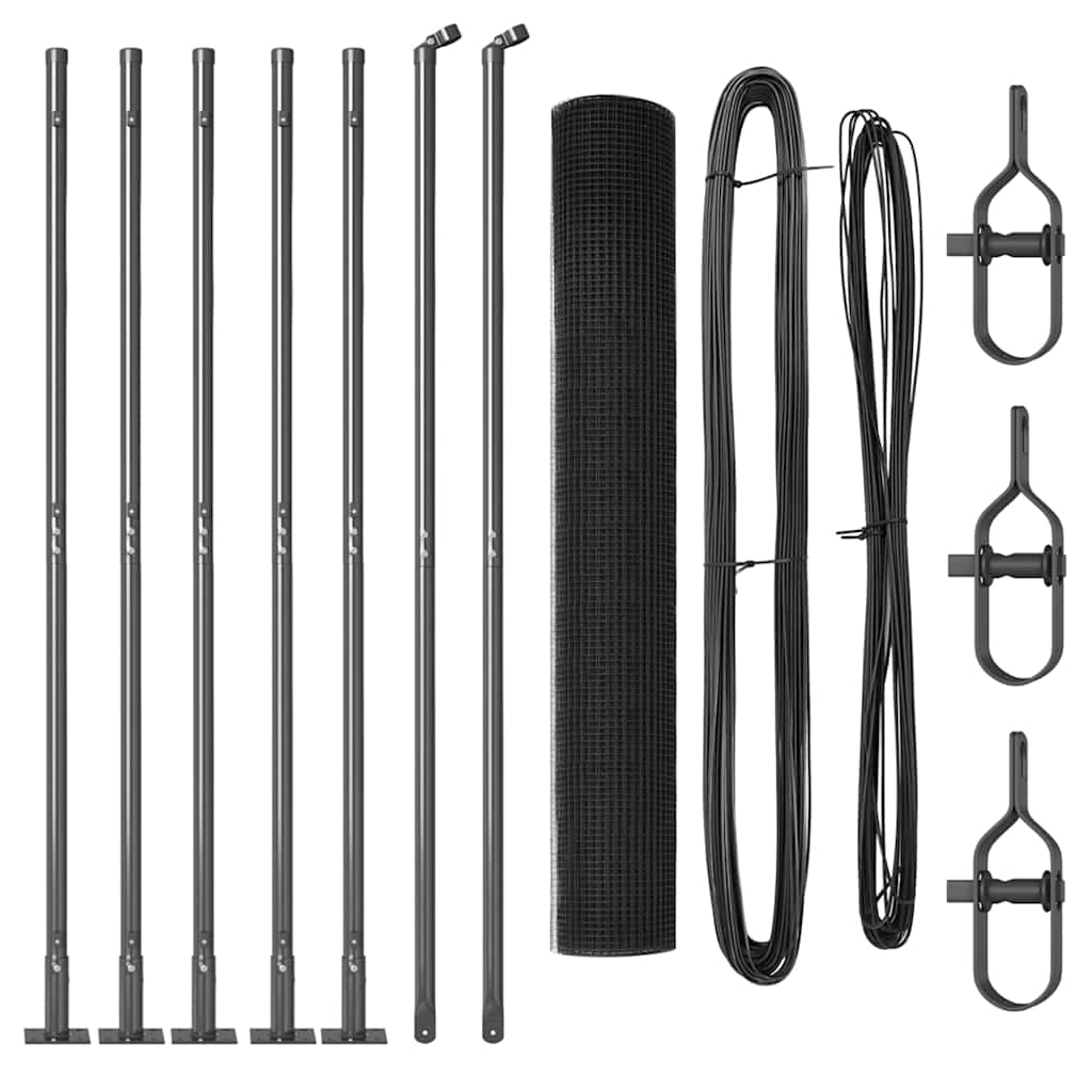 vidaXL Zaunpfosten Grau 10 x 1,2 m (25 x 25 mm Maschen) Stahl und PVC Image
