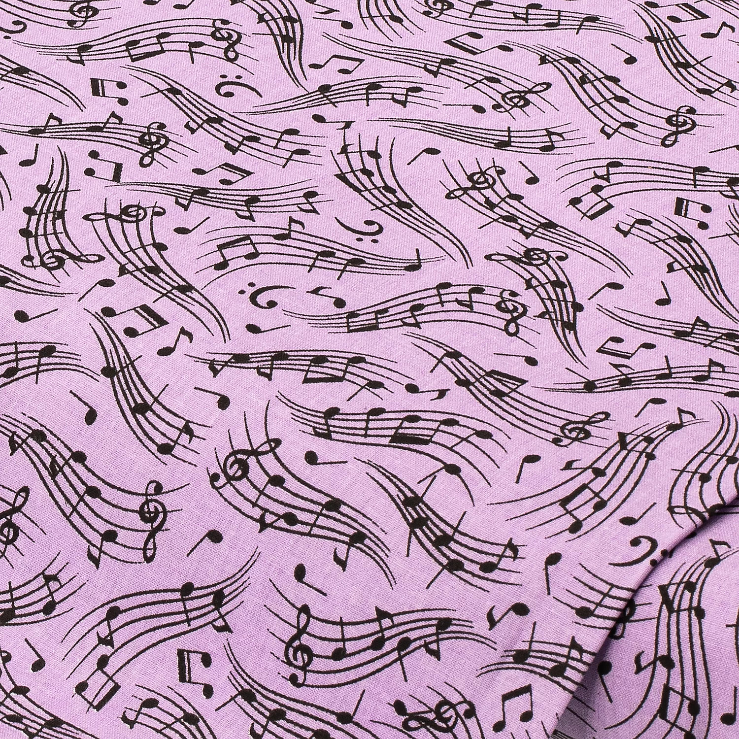 Baumwollstoff Notenband Mona, lila/schwarz