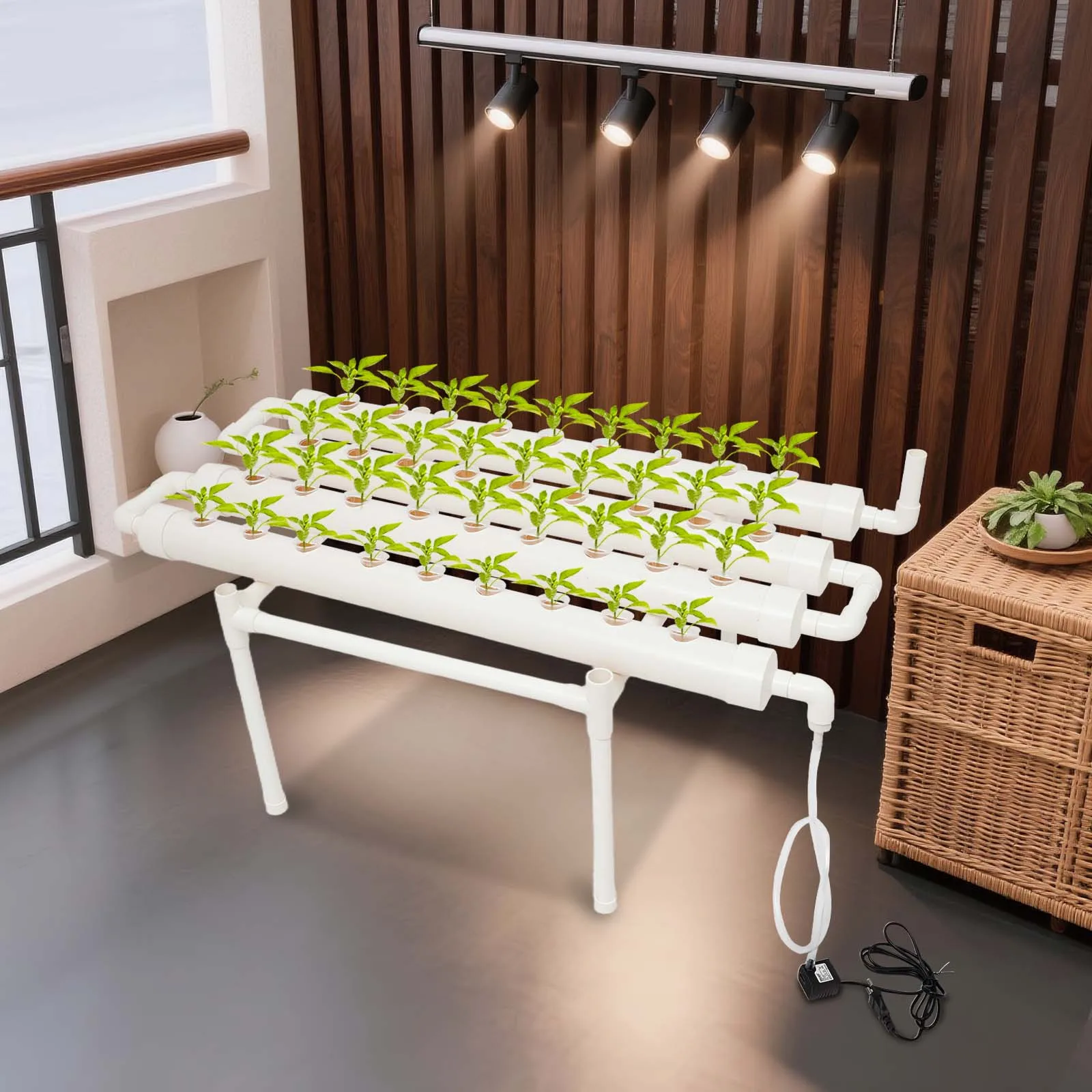 Hydroponisches Wachstumsset, bodenloses Kultivierungssystem mit hoher Reichweite, Nährstofffolientechnik für 36 Pflanzen, platzsparendes vertikales Design Image