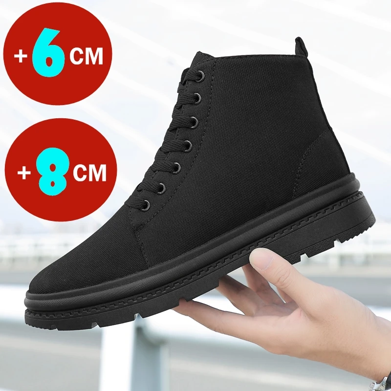Winter Männer Stiefel Aufzug Schuhe Versteckte Heels Warme Leinwand Erhöhung Schuhe Für Mann Erhöhen Einlegesohle 8CM 6CM casual Lift Sport
