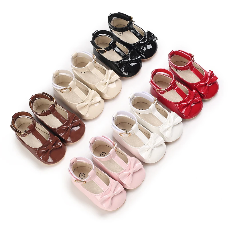 Mädchen Prinzessin Schuhe Rote Schuhe Schmetterling Schleife Glänzende Oberfläche Wanderschuhe Damen Babyschuhe Babyschuhe zum Ausgehen Low