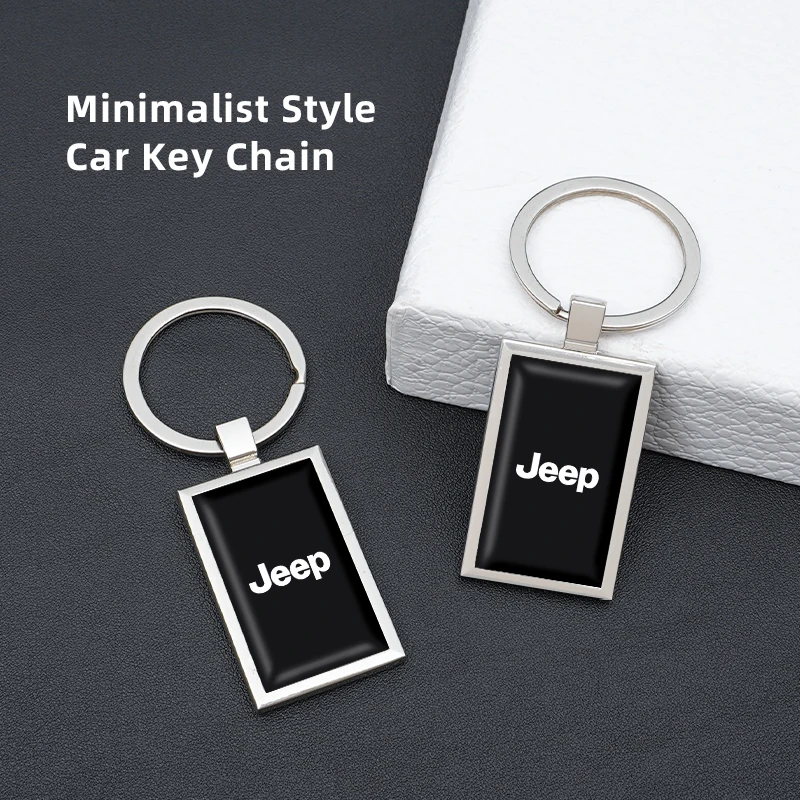1Pcs Zink-legierung Auto Schlüsselring Auto Logo Schlüsselbund Zubehör Für Jeep Renegade Wagoneer Avenger Recon Wrangler JK Gladiator Compas Image