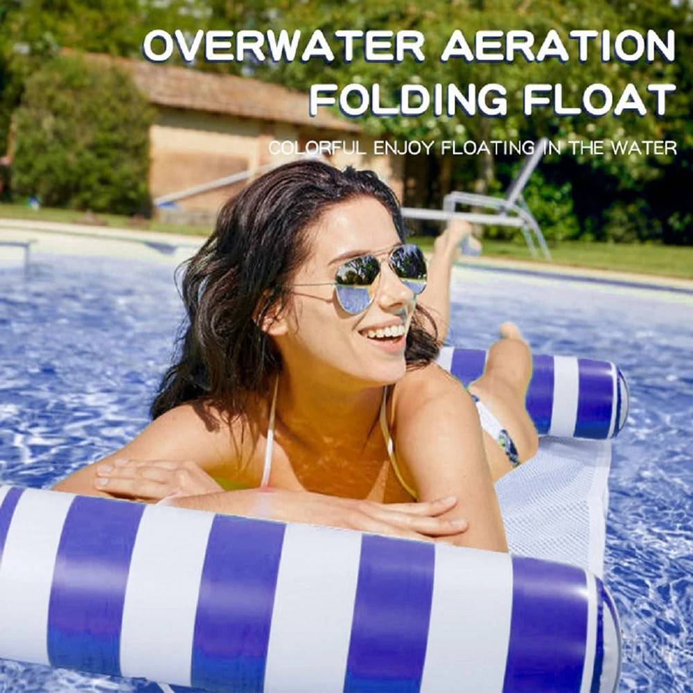 Aufblasbares schwimmendes PVC-Floß, faltbares gestreiftes schwimmendes Bett, aufblasbarer Lounge-Stuhl für den Außenbereich, Schwimmbecken-Hängematte, schwimmendes Floß Image