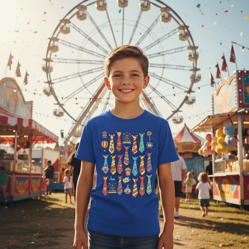100% Cotton Carnival Kids Boys' Blue Black White Graphic Mardi Gras T shirt Blouse Crew Neck Short Sleeve Outdoor Dailywear Fashion Streetwear Designer Printing Summer