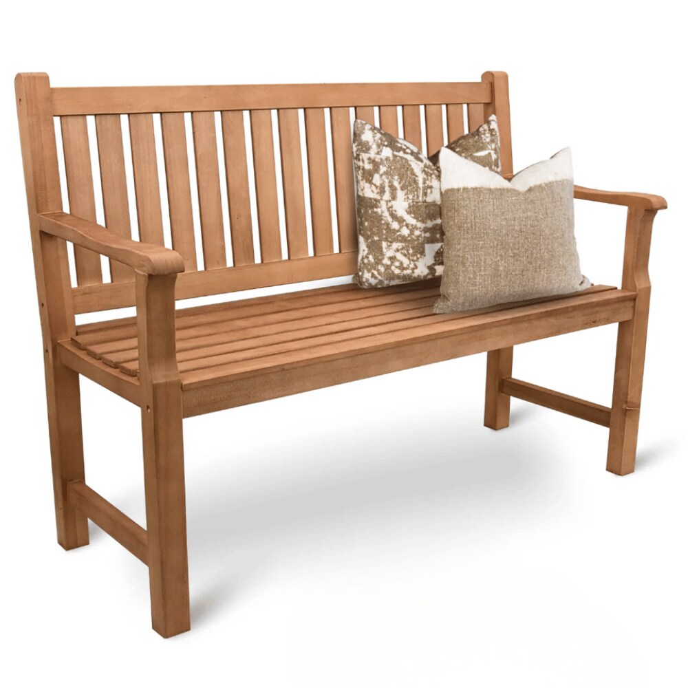 DELUKE Gartenbank Holz 2-3 Sitzer EGON - Wetterfest 120cm | Parkbank aus Pappelholz | Sitzbank Holzbank Balkonbank Bank für Balkon Terrasse & Garten Image