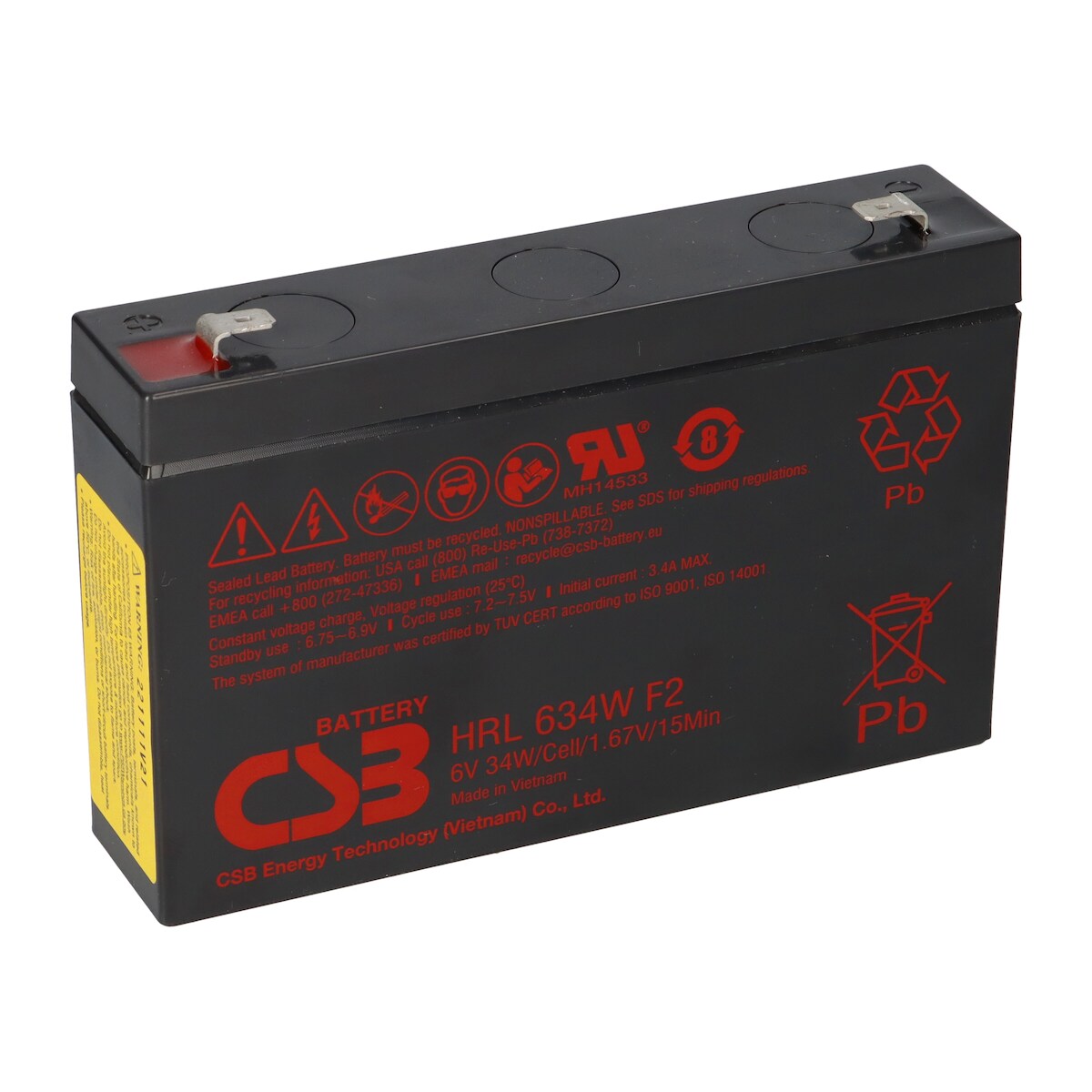 CSB Bleiakku 6V 8,2Ah F2 kompatibel zu UP-RW0645Ch1 UP-RW0645P1 NPW45-6 Image