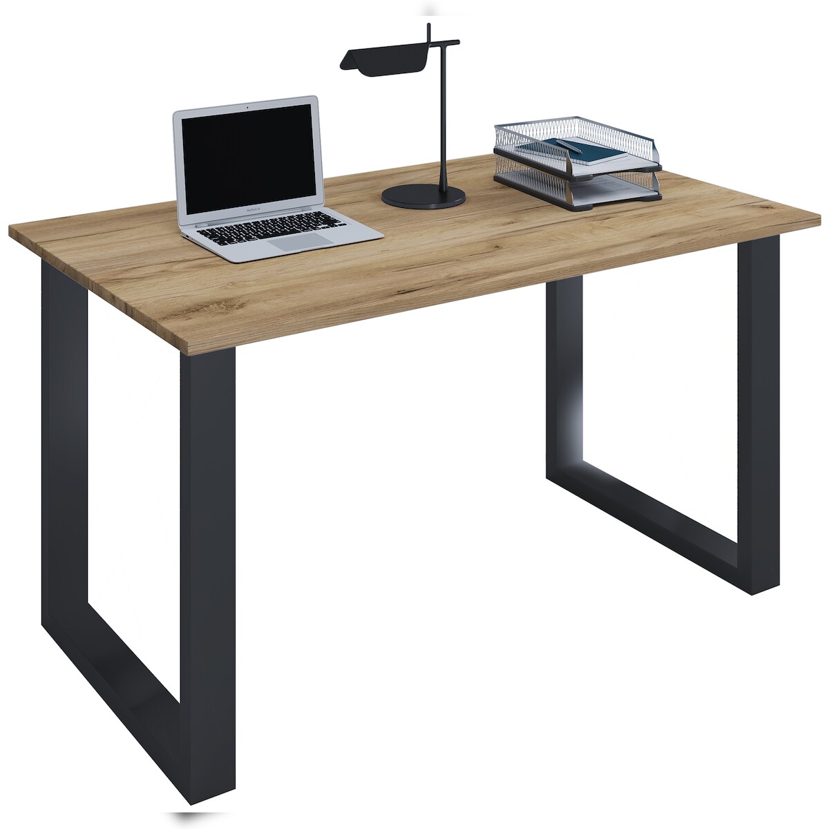 VCM Schreibtisch Lona Schwarz / Honig-Eiche H. 76 x B. 140 x T. 80 cm Image