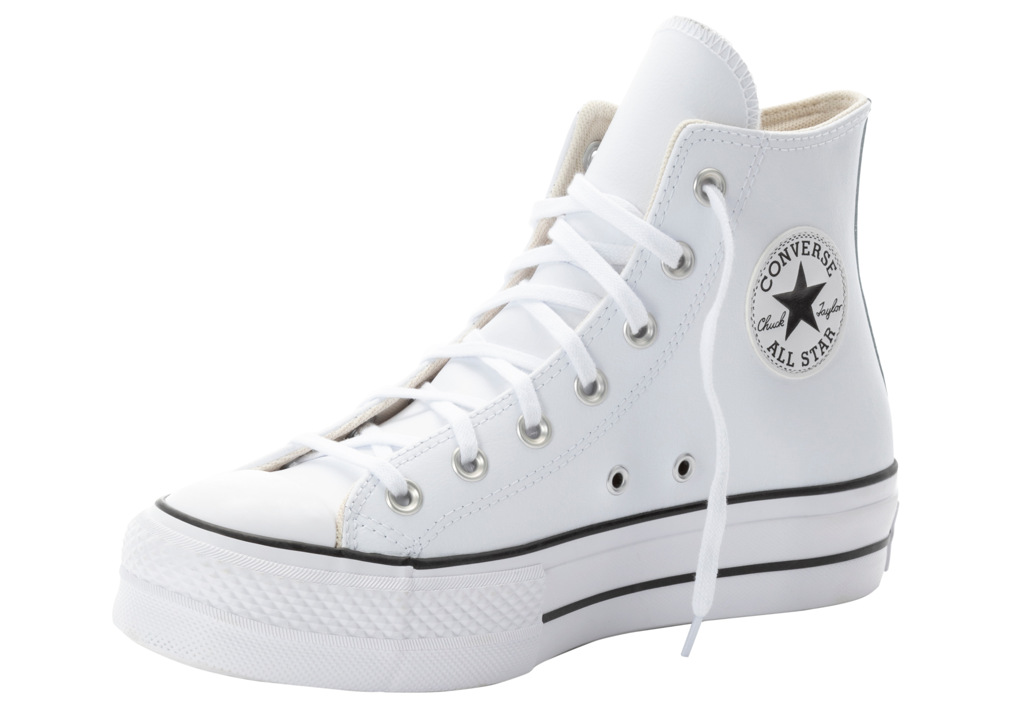 Sneaker CONVERSE "CHUCK TAYLOR ALL STAR LEATHER PLATFORM", Damen, Gr. 39,5, weiß (weiß, weiß), Leder, Schuhe Sneaker