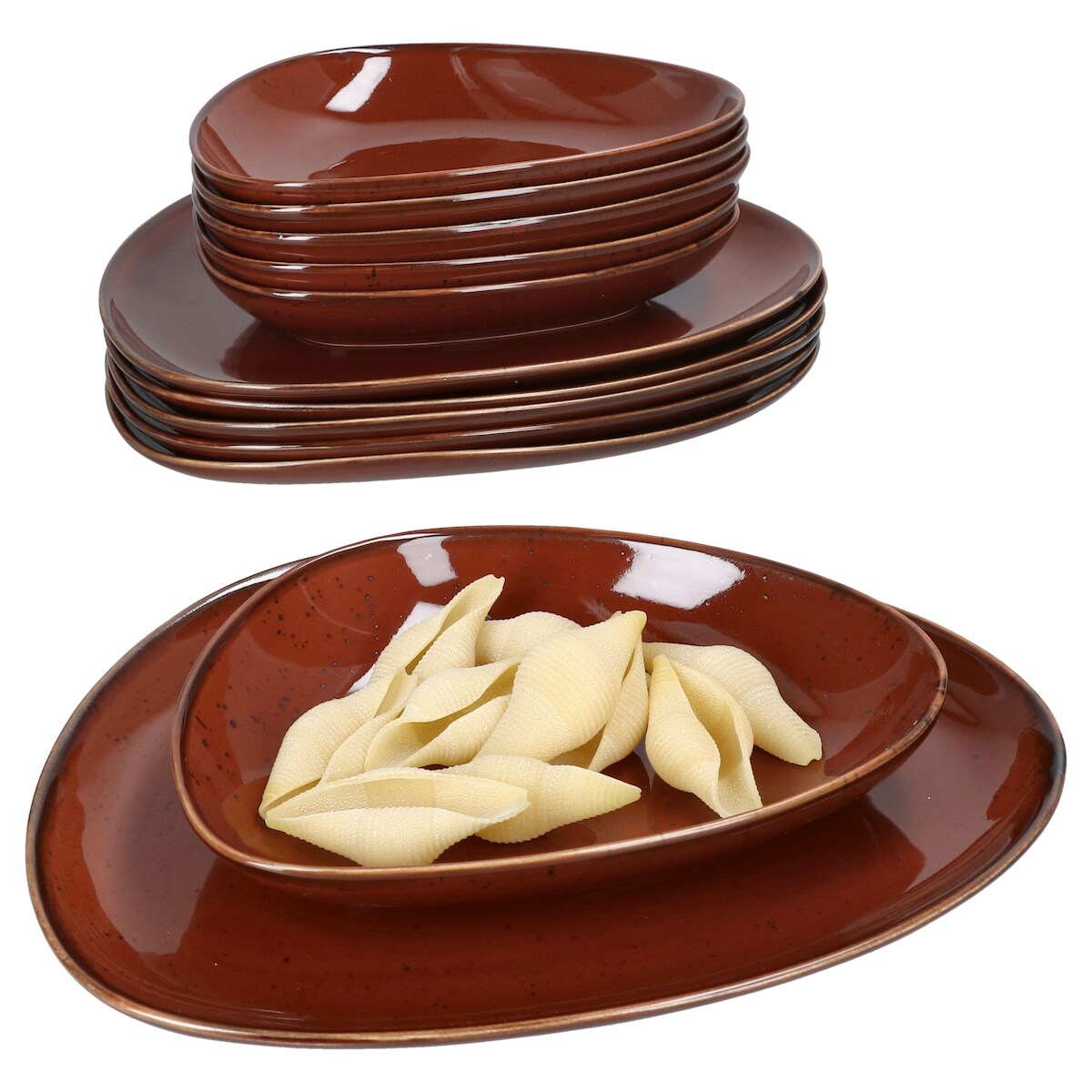 Marron Taste 12tlg Tafelservice Porzellan Suppenteller 400ml Speiseteller Image