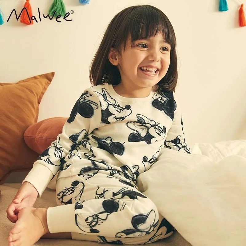 Voller Druck Minnie Nettes Baby Mädchen Langarm Anzug Herbst Winter Kinder Kleidung Unterwäsche Set Cartoon Baby Kinder Pyjamas Outfit Image
