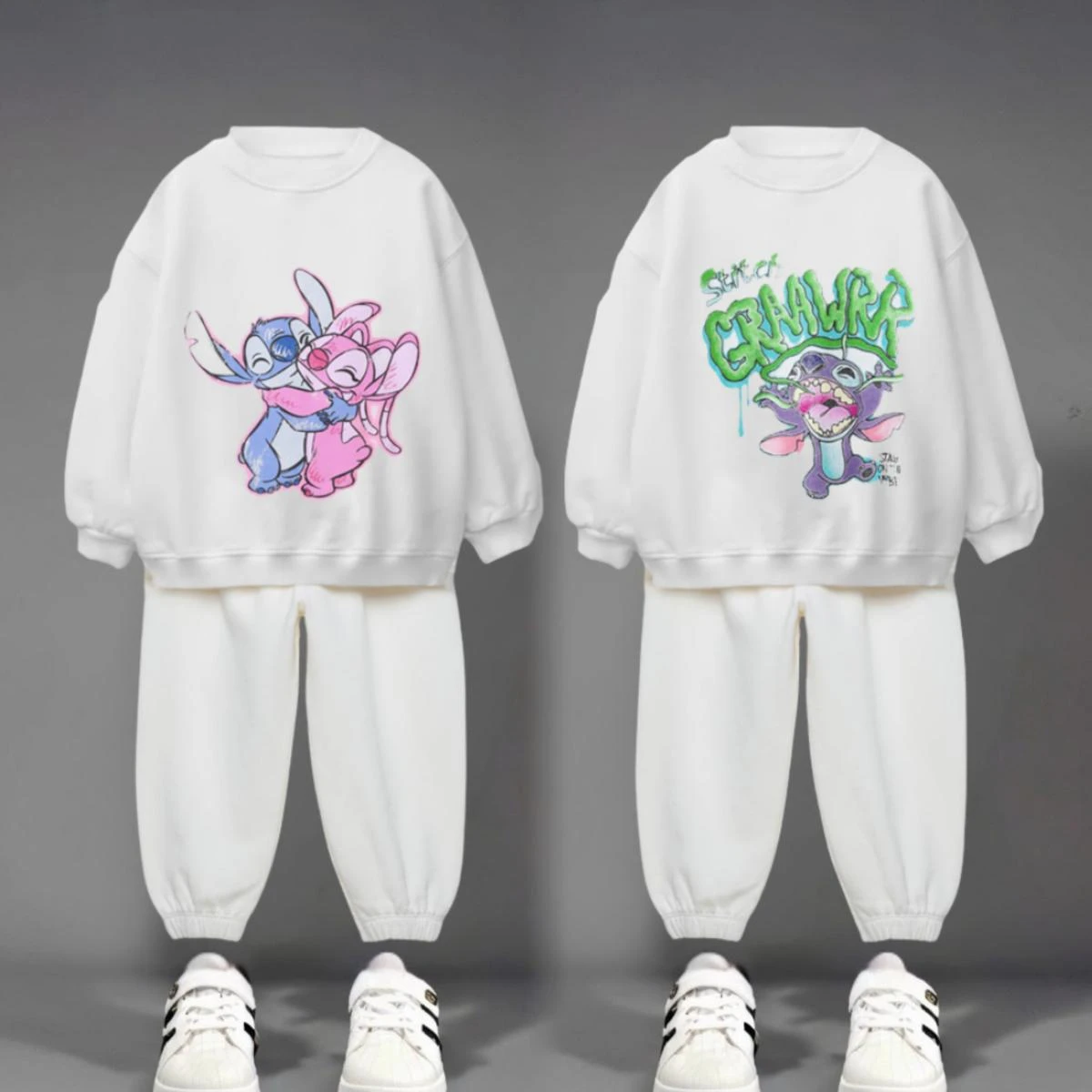 2 teil/satz Weiß Trainingsanzüge Kinder Herbst Kleidung Beliebte Design Gedruckt Stich Kinder Sweatshirts Hosen Casual Outfits 0-6 alter Image