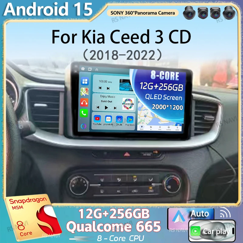 Android 15 WIFI + 4G Carplay Auto Auto Radio Für Kia Ceed 3 CD 2018-2022 multimedia Video Player Navigation Stereo DSP GPS Keine 2din Image