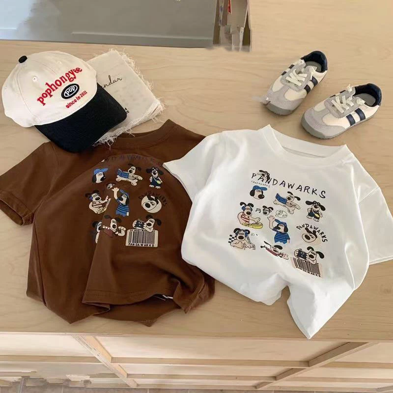 Kinderbekleidung Muster Kindermode Kurzarm T-Shirt Kinder Rundhals Lose Baumwolle T-Shirt Image