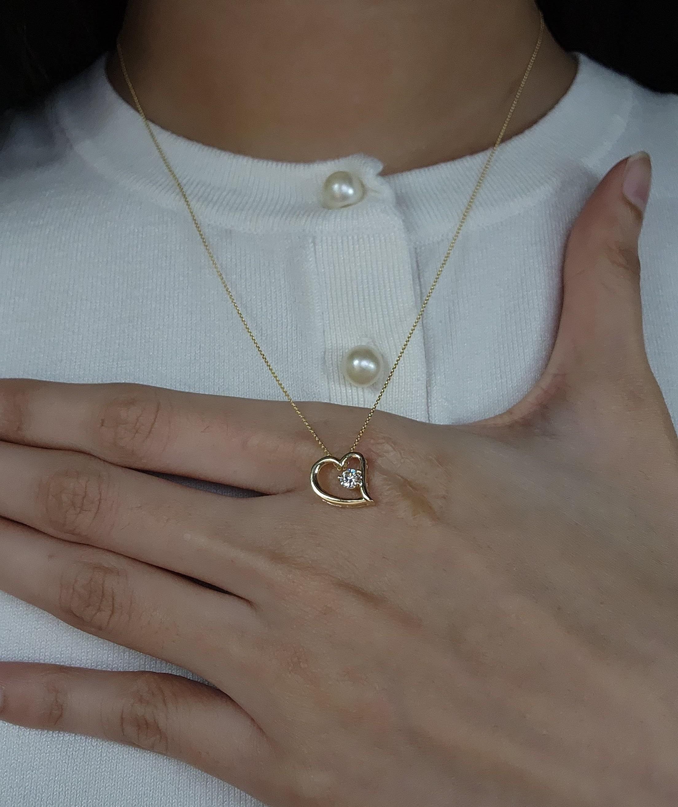 Collana con cuore di diamanti da 0,15 ct, pendente con diamante creato in laboratorio, collana con solitario di diamanti, argento sterling