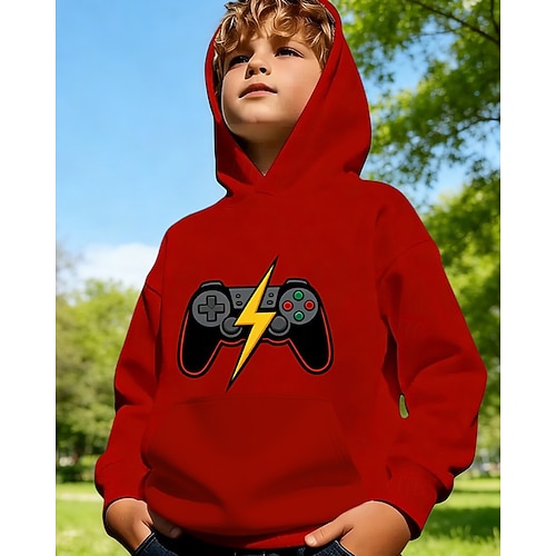 Unisex 3D Grafik Spiel Kapuzensweatshirt Pullover Langarm 3D-Druck Frühling Herbst Sport Mode Streetwear Kinder 4-12 Jahre Mit Kapuze Lässig Täglich Outdoor Normale Passform