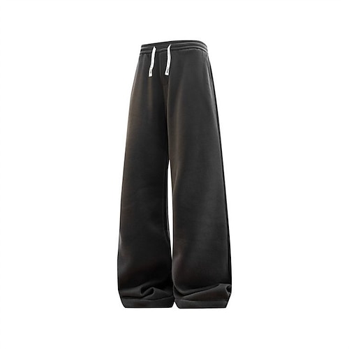 Herren Jogginghose Fleecehose Hose Winterhose Gerade geschnittene Sweatpants Kordelzug Tasche Elastischer Bund Einfach Komfort Warm Täglich Outdoor Ferien Mode Klassicher Stil Schwarz Hellgrau Image