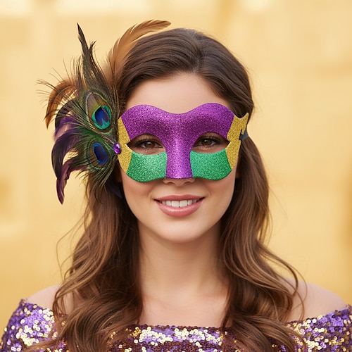 Mardi Gras 2026 Karneval Maske Cosplay Erwachsene Damen Maskerade Karneval Party Leistung Festival Einfaches Karnevalskostüm Verkleiden Image