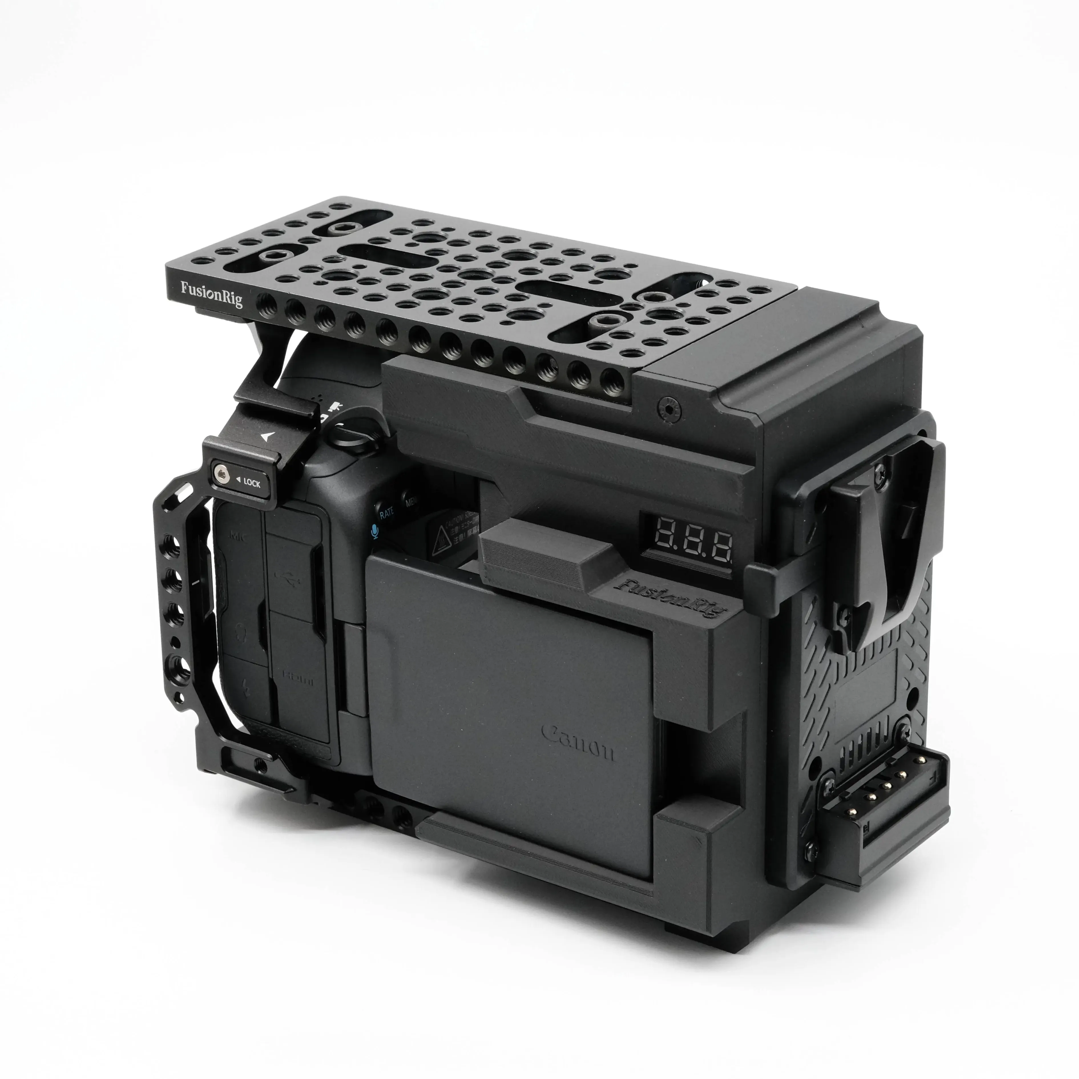 FusionRig für Canon R5 Mark II Kamerakäfig-Erweiterungsmodul auf der Rückseite Image