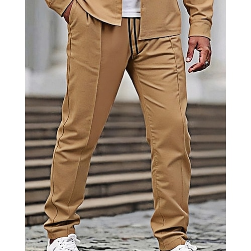 Herren Hose Baggy-Hosen Freizeithose Kordelzug Tasche Elastischer Bund Einfach Komfort Weich Lässig Täglich Outdoor Urlaub Mode Schwarz Marineblau Image