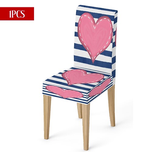 Valentinstag-Stuhlhusse aus Stretchmaterial, schwarz-weiß kariert, mit Herz- und Schleifenmotiv, waschbar, für Esszimmer, Küche, Zuhause, Restaurant oder Winter, 1/4/6 Stück Image
