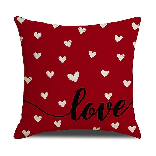 Valentinstag-Kissenbezug mit Herzmotiv für Paare, rotes Dekokissen mit dem Schriftzug „Love", perfekt für Sofa, Wohnzimmer und Schlafzimmer, ideal für romantische Valentinstagsdekoration. Image