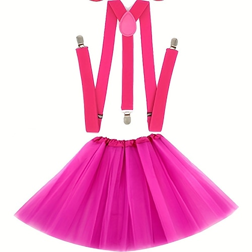 Karnevalskostüm 2026 Karneval Ausgefallene Kostüme Tüllrock Y-Back-Hosenträger Retro Vintage 1980er Geschichtet Geschwollen Neon Erwachsene Damen Halloween Karneval Party Leistung Ballett Einfaches Image