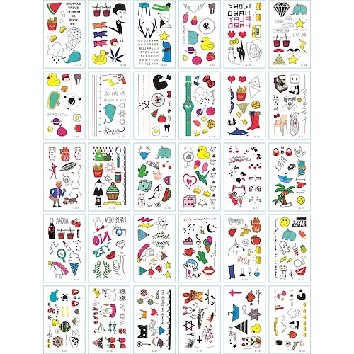 30 pcs Temporäre Tattoos Wasserdicht / Wegwerfbar Gesicht / Korpus / Hände Wassertransfer-Aufkleber Tätowierungsaufkleber