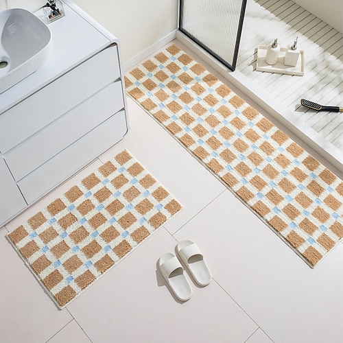 Dicke, flauschige Badezimmermatte, saugfähige, rutschfeste Badewannenmatte, weicher Schlafzimmerteppich neben dem Bett Image