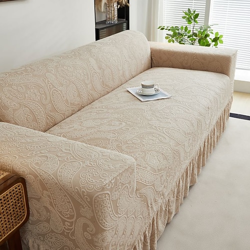 Modischer, luxuriöser Sofabezug im Jacquard-Rock-Stil, dekorativ, rutschfest und staubdicht, für alle Jahreszeiten, Schlafzimmer, Wohnzimmer, Arbeitszimmer, Geschenkidee für Zuhause Image
