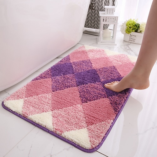 Badezimmermatte, flauschiger Bodenteppich mit Farbverlauf, saugfähig, rutschfest, einladende Fußmatte für Badezimmer, Toilette, Eingangsbereich Image