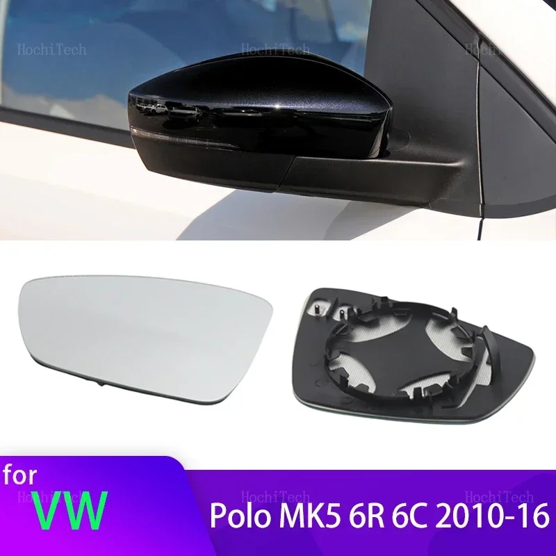 Auto Sinistra o Destra Specchietto retrovisore Porta In Vetro Ala Specchio Riscaldato Specchio Laterale In Vetro per Volkswagen VW Polo 5 MK5 6R 6C 2010-2016
