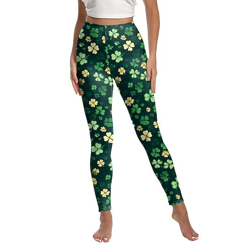St. Patrick 2026 Kleeblatt Glückliche Iren Karneval Hose Leggings Cosplay Erwachsene Damen St. Patrick's Day Lässig Party Einfaches Karnevalskostüm Verkleiden Image