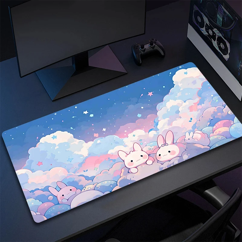 Niedliche grüne Pflanze, Computer-Mauspad, Büro, großes Gaming-Mauspad, Gummi-Mauspad, Gamer, Rastkante, Schreibtischunterlage, rutschfester Teppich, XL Image